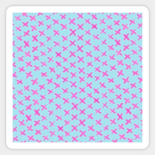 X stitches pattern - pink and blue Sticker